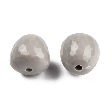 Opaque Acrylic Beads, Faceted, Teardrop, Dark Gray, 15x14.5mm, Hole: 2mm, about 243pcs/500g