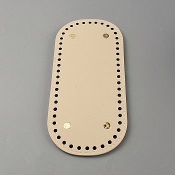 Oval PU Leather Knitting Crochet Bags Nail Bottom Shaper Pad, with Iron Nail, for Bag Bottom Accessories, Wheat, 22.3x10.2x0.9cm, Hole: 5mm
