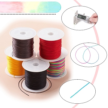 5 Rolls 5 Colors Round Nylon Thread, with Spool, Mixed Color, 0.6mm, about 41.56 Yards(38m)/roll, 1 roll/color