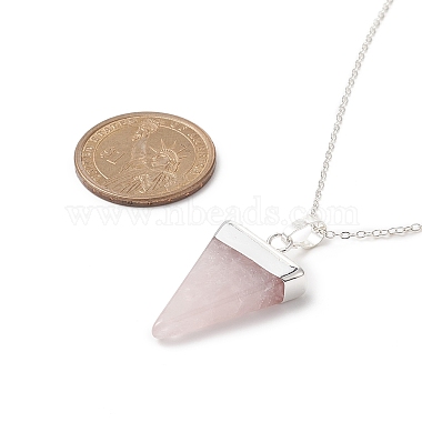 Natural Rose Quartz Geometry Pendant Necklace(NJEW-JN04239-02)-2