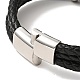 Кожаный плетеный многожильный браслет с тройными петлями и 304 магнитной застежкой из нержавеющей стали для мужчин и женщин(BJEW-C021-20)-5