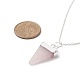 Natural Rose Quartz Geometry Pendant Necklace(NJEW-JN04239-02)-2