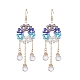 Glass Beaded Ring with Teardrop Dangle Earrings(EJEW-JE05263)-2