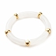 2Pcs 2 Color White Acrylic Curved Tube Chunky Stretch Bracelets Set with CCB Plastic for Women(BJEW-JB08126)-6