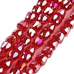 Electroplate Glass Beads Strands, Faceted, Bell, FireBrick, 4x3.5~4mm, Hole: 1mm, about 98pcs/strand, 13.70''(34.8cm)(EGLA-D030-T4mm-B06)
