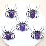 Natural Amethyst Brooch, Spider, Antique Silver, 36x34mm(PW-WG35787-16)