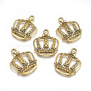 Tibetan Style Pendants, King Crown, Antique Golden, Lead Free and Cadmium Free, 34x28x4mm, Hole: 3.1mm(X-K092U031)