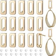 16Pcs Brass Rectangle Stud Earring Findings, with Vertical Loops and 40Pcs Plastic Ear Nuts, Real 18K Gold Plated, 15.5x7mm, Hole: 2.5mm, Pin: 0.8mm(KK-BC0008-51)