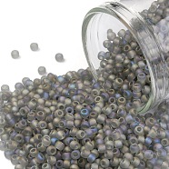 TOHO Round Seed Beads, Japanese Seed Beads, (176F) Light Black Diamond Transparent Rainbow Matte, 11/0, 2.2mm, Hole: 0.8mm, about 5555pcs/50g(SEED-XTR11-0176F)