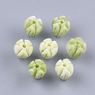 Synthetic Coral Beads, Dyed, Flower Bud, Yellow Green, 8.5x7mm, Hole: 1mm(CORA-S026-20A-09)
