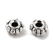 Tibetan Style Alloy Beads, Cadmium Free & Lead Free, Flower, Antique Silver, 7x3.5mm, Hole: 1.8mm, about 2000pcs/1000g(FIND-A035-07AS)