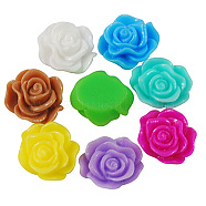 Resin Cabochons, Flower, Mixed Color, 13mm in diameter, 5mm thick(X-RB776Y)