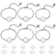 DIY Blank Dome Bracelet Making Kit, Including 304 Stainless Steel Link Bracelet Making, Glass Cabochons, Heart & Star, Stainless Steel Color, 24Pcs/box(DIY-NB0009-80)