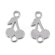 Non-Tarnish 304 Stainless Steel Fruit Links, Cherry Connector Charms, Stainless Steel Color, 13x8x1mm, Hole: 1.6mm(STAS-Z084-01P)