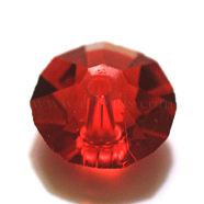 Imitation Austrian Crystal Beads, Grade AAA, Faceted, Flat Round, Red, 8x4mm, Hole: 0.9~1mm(SWAR-F061-4x8mm-06)