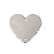 Brass Connector Charms, Heart Links, Real Platinum Plated, 17x18.5x0.5mm, Hole: 1.4mm(KK-L208-58P)