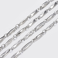3.28 Feet 304 Stainless Steel Chains, Bar Link Chains, Soldered, Stainless Steel Color, 11x2.5x2mm(X-STAS-P197-045P)