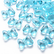 Transparent Acrylic Pendants, Bowknot, Light Blue, 21x29x10.5mm, Hole: 2.5mm, about 118pcs/500g(TACR-T024-02BB-946)