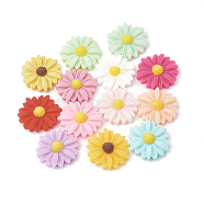 Resin Cabochons, Flower/Daisy, Mixed Color, 23x22x7mm(X-CRES-N007-10)