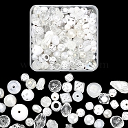 100G Acrylic Beads, Mixed Shapes, White, 5.5~28x6~20x3~11mm, Hole: 1~5mm(SACR-YW0001-41C)