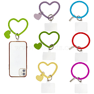 6Pcs 6 Style Silicone Phone Lanyard, Wrist Lanyard Strap with Plastic & Alloy Keychain Holder, Mixed Color, 17.7cm and 18.2cm, 1pc/style(AJEW-CP0001-92)