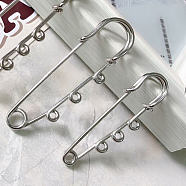 Stainless Steel Safety Pins, with 3 Loop, Golden, 64x14.6x1.5mm(STAS-TAC0002-38C-G)