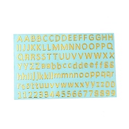 Brass Self-Adhesive Picture Stickers, Metal Decals for Phone Case Decor, Number, Letter Pattern, 50x75x0.1mm, Sticker: 3~5.5x0.8~5mm(DIY-C059-01E)
