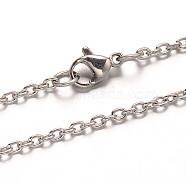 304 Stainless Steel Cable Chain Necklaces, with Lobster Claw Clasps, Stainless Steel Color, 29.52 inch(75cm)(NJEW-G310-03P)