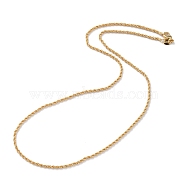 Brass Rope Chain Necklaces, with Lobster Claw Clasps, Long-Lasting Plated, Real 18K Gold Plated, 18.11 inch(46cm), 2mm(NJEW-I247-06G)