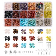 DIY Mixed Stone Chip Beads Jewelry Set Making Kit, Including Natural & Synthetic Mixed Stone Chip Beads, Alloy Pendant & Bead, Brass Earring Hook & Jump Ring, Copper Wire, Iron Pin, Crystal Thread, Stone Chip Beads: 192g/set(DIY-FS0002-35)