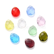 Transparent Teardrop Faceted Glass Beads, Mixed Color, 14.5x11.5x5mm, Hole: 1.2mm(GLAA-C013-01B)