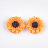 Resin Cabochons, Sunflower, Dark Orange, 15x5mm(CRES-T010-60B)