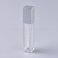 Empty Lip Gloss Bottles, with Lip Brush and Lid, Refillable Lipgloss Bottles, for DIY Lip Glaze Lip Oil, Silver, 9.4x1.9x2cm, Capacity: 4ml(MRMJ-WH0060-10A)