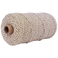 100M Bicolor Round Cotton Cord, for Gift Wrapping, DIY Craft, Camel, 3mm, about 109.36 Yards(100m)/Roll(PW-WG77662-07)