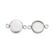 304 Stainless Steel Cabochon Connector Settings, Plain Edge Bezel Cups, Flat Round, Stainless Steel Color, Tray: 8mm, 16x10x2mm, Hole: 2mm(STAS-G127-14-8mm-P)
