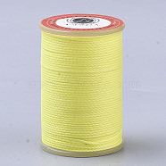 Waxed Polyester Cord, Micro Macrame Cord, Twisted Cord, Round, Yellow, 1mm, about 57.96~65.62 Yards(53~60m)/Roll(YC-N010-01J)