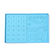 Christmas Theme Rectangle Wall Decoration Silicone Molds, Resin Casting Molds, for UV Resin, Epoxy Resin Craft Making, Deep Sky Blue, 203x304x10mm(DIY-K051-07)