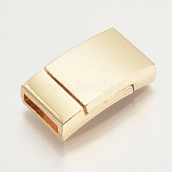Alloy Magnetic Clasps, Rectangle, Light Gold, 23x13x5mm, Half Hole: 2x10mm(X-PALLOY-R089-05KC)