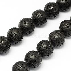 Natural Lava Rock Beads Strands, Round, 12mm, Hole: 1.2mm, about 32pcs/strand(G-R193-18-12mm)