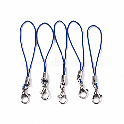 Polyester Cord Mobile Straps, with Platinum Plated Alloy Findings, Blue, 70mm(MOBA-R002-02)