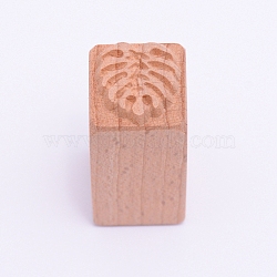 Wooden Stamps, Rectangle, Leaf Pattern, 50x20x20mm(DIY-WH0189-61C)