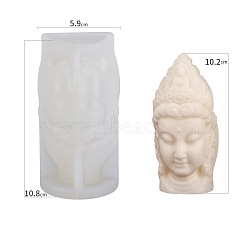 DIY Candle Bust Portrait Silicone Molds, for Candle Making, Food Grade Silicone, Buddhist, White, 5.9x4.8x10.8cm(PW-WG28041-02)