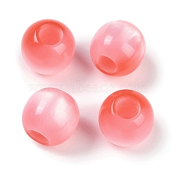 Resin European Beads, Large Hole Beads, Imitation Cat Eye, Round, Red, 12x11.5mm, Hole: 4.8mm(RESI-F055-02E)