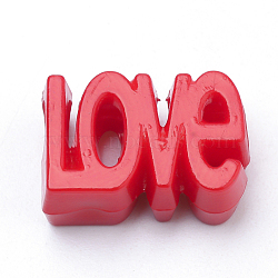 Opaque Acrylic European Beads, Large Hole, Word Love, Red, 16.5x11.5x7mm, Hole: 5mm, about 600pcs/500g(SACR-Q190-22B)