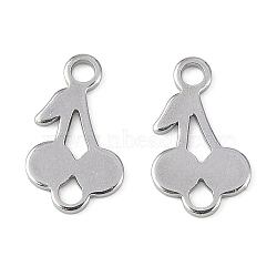 Non-Tarnish 304 Stainless Steel Fruit Links, Cherry Connector Charms, Stainless Steel Color, 13x8x1mm, Hole: 1.6mm(STAS-Z084-01P)