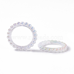 UV Plating Opaque Acrylic Beads Frames, Flower Ring, WhiteSmoke, 42.5x43x5.5mm, Hole: 2.5mm, Inner Diameter: 31mm(PACR-M003-03G)