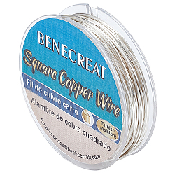 Copper Wire, Square, Silver, 0.6x0.6mm, about 32.81 Feet(10m)/Roll(FIND-BC0004-20A)