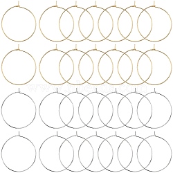 160Pcs 2 Colors 316 Surgical Stainless Steel Wine Glass Charms Rings, Hoop Earring Findings, DIY Material for Basketball Wives Hoop Earrings, Real Gold Plated & Stainless Steel Color, 35x30x0.7mm, 21 Gauge, 80Pcs/color(STAS-SC0007-22)
