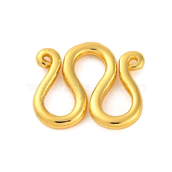 Rack Plating Brass Hook and S-Hook Clasps, Cadmium Free & Lead Free, Long-Lasting Plated, Real 18K Gold Plated, 8.5x10x1mm, Hole: 2mm(KK-Z070-38A-G)