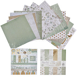 26 Sheets Floral Scrapbook Paper Pads, for DIY Album Scrapbook, Background Paper, Diary Decoration, Square, Dark Sea Green, 255x255x6.5mm(DIY-WH0387-63A)